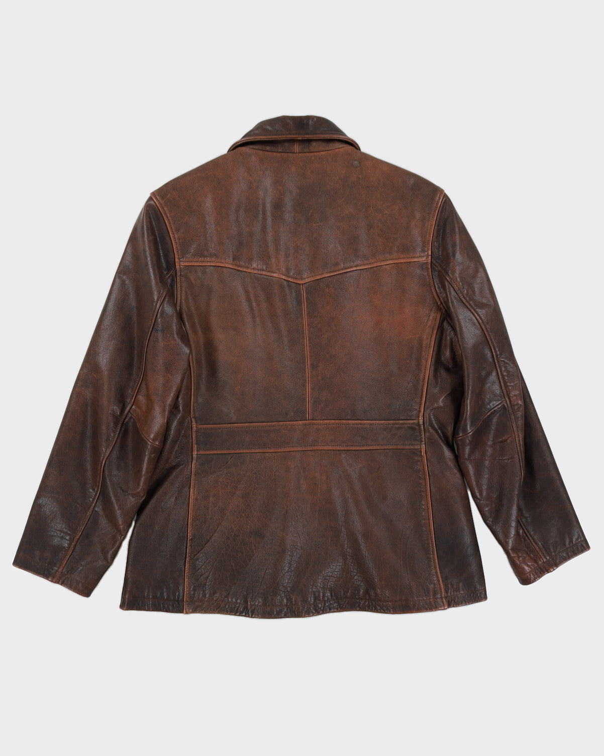 Vintage 80s Oakwood Classics Brown Zip Up Leather Jacket - L – Rokit
