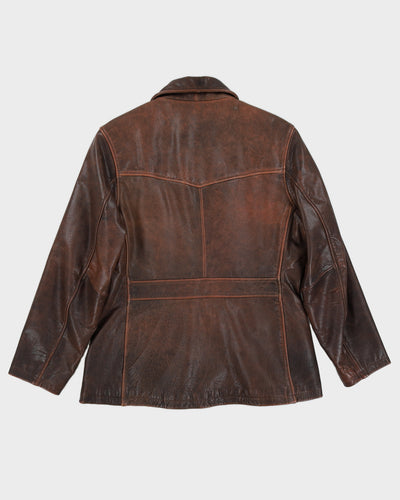 Vintage 80s Oakwood Classics Brown Zip Up Leather Jacket - L