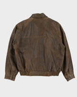 Vintage 90s Burks Bay John Deere Brown Leather Jacket - L