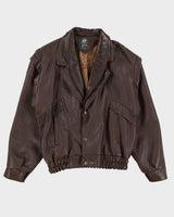 Vintage 80s Pervin Brown Leather Jacket With Detachable Sleeves - L