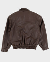 Vintage 80s Pervin Brown Leather Jacket With Detachable Sleeves - L
