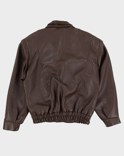 Vintage 80s Pervin Brown Leather Jacket With Detachable Sleeves - L