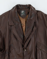 Vintage 80s Pervin Brown Leather Jacket With Detachable Sleeves - L