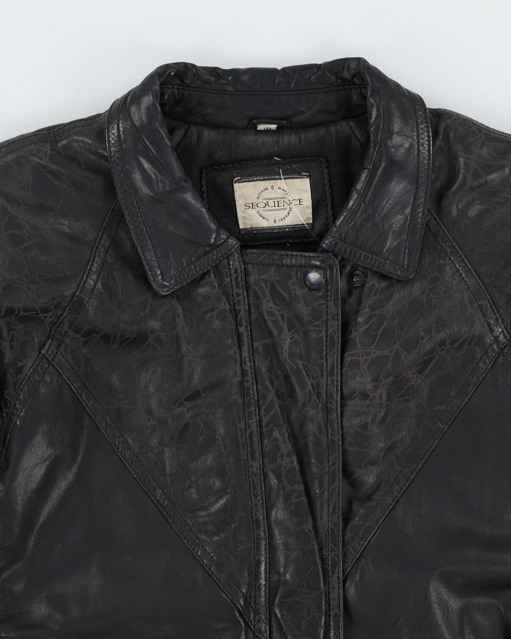 Vintage 80s Sequence Black Leather Bomber Jacket - L
