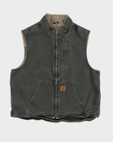 Vintage 90s Carhartt Green Shearling Lined Vest - XL