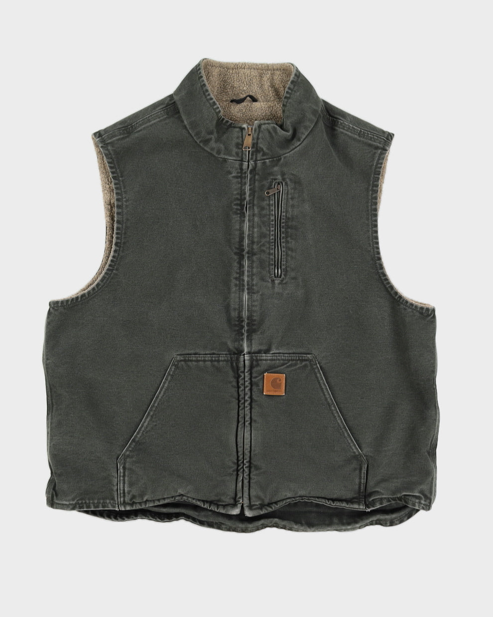 Vintage 90s Carhartt Green Shearling Lined Vest - XL