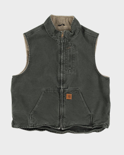 Vintage 90s Carhartt Green Shearling Lined Vest - XL