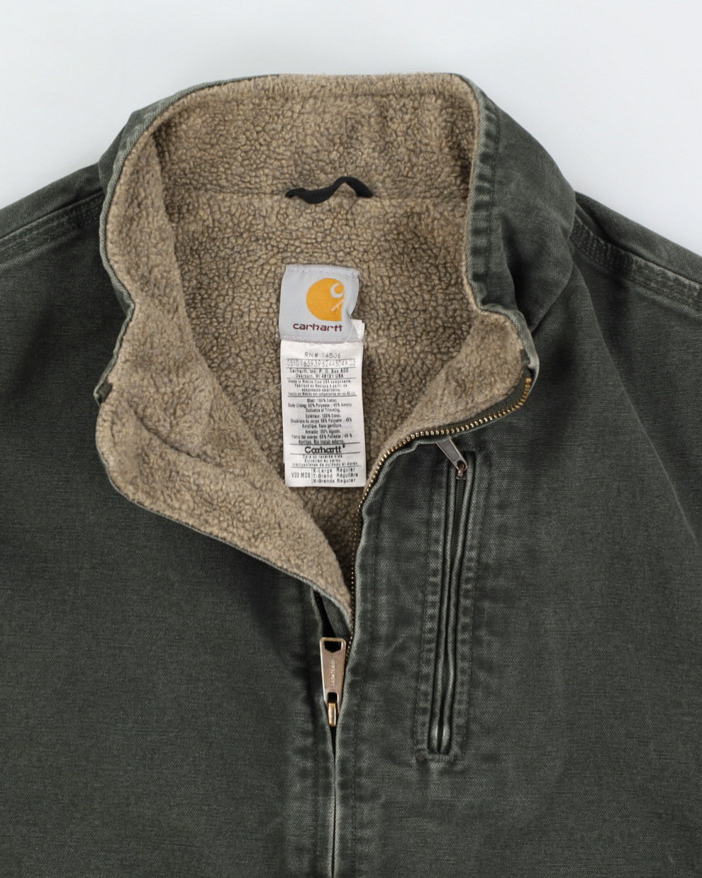 Vintage 90s Carhartt Green Shearling Lined Vest - XL