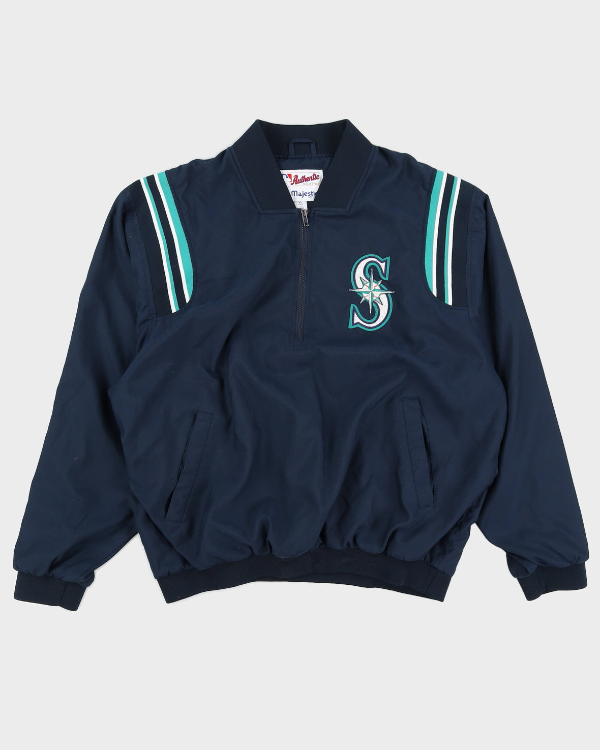 Majestic Athletics Seattle Mariners Quarter Zip Nylon Jacket - XL