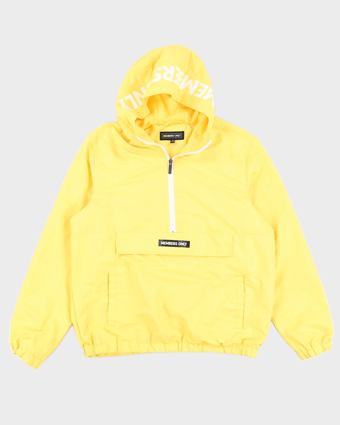 Members Only Yellow Hooded Quarter Zip Jacket - M