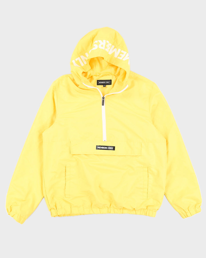 Members Only Yellow Hooded Quarter Zip Jacket - M