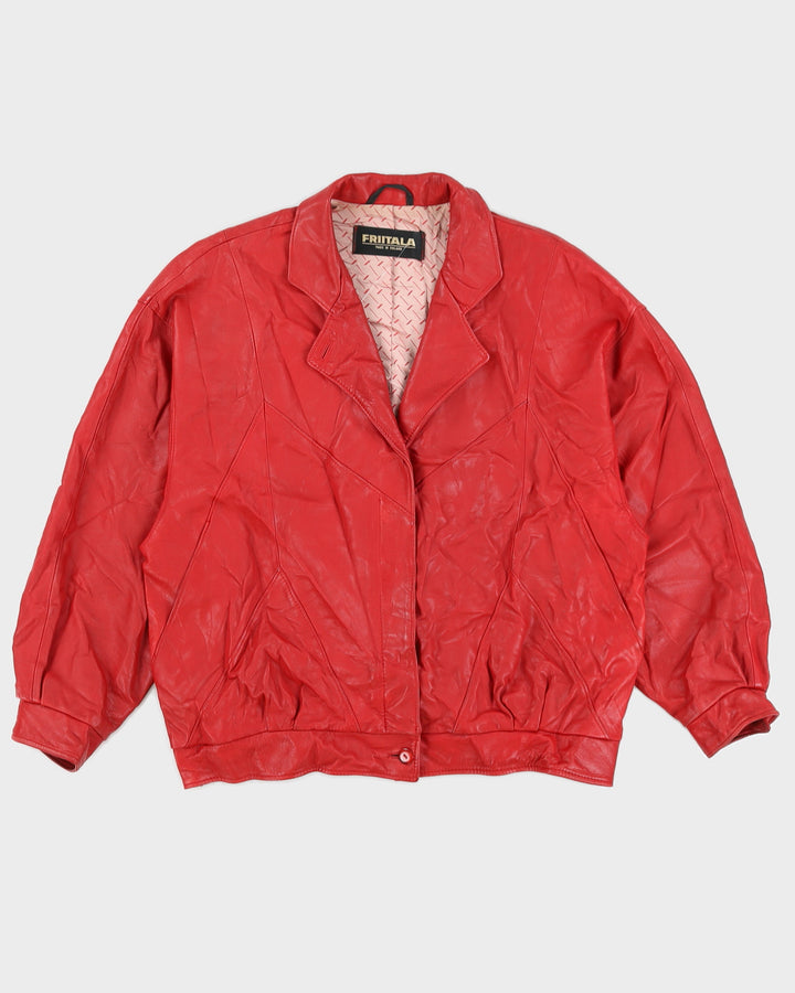 Vintage 80s Friitala Red Leather Jacket- M
