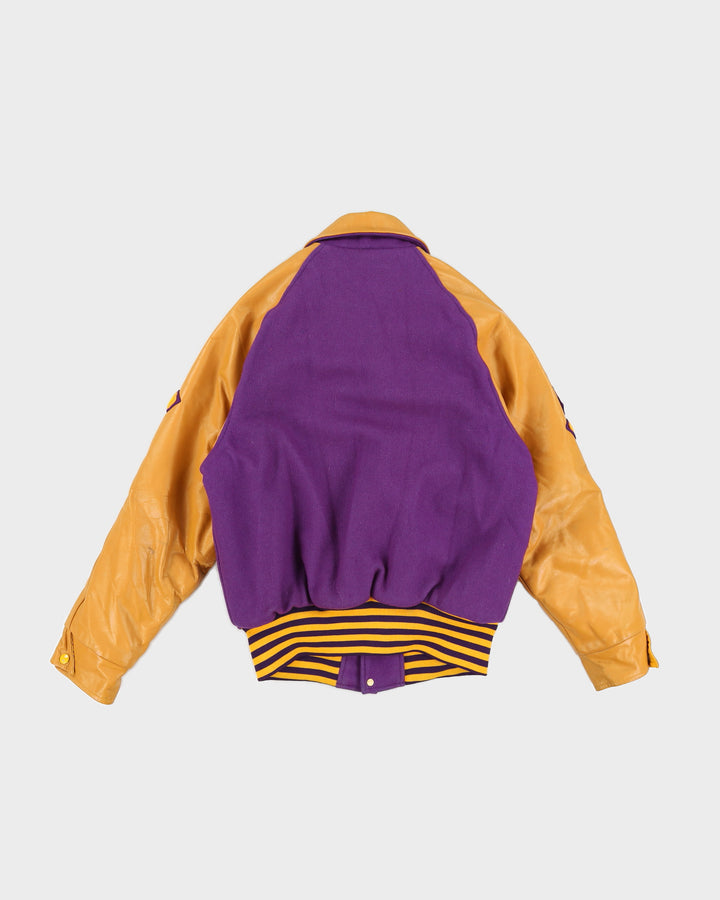 Vintage 80S Leather Football Varsity Jacket - S