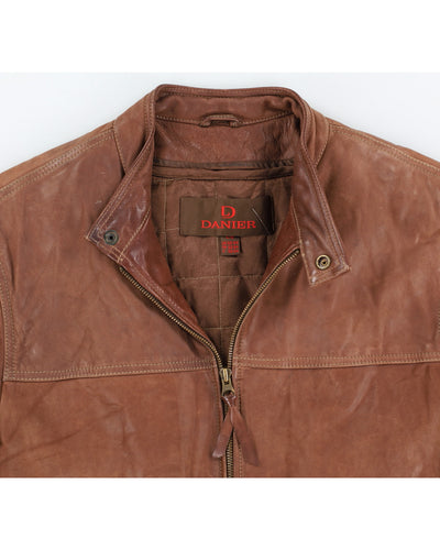 Vintage 00s Danier Brown Leather Zip Up Jacket - L