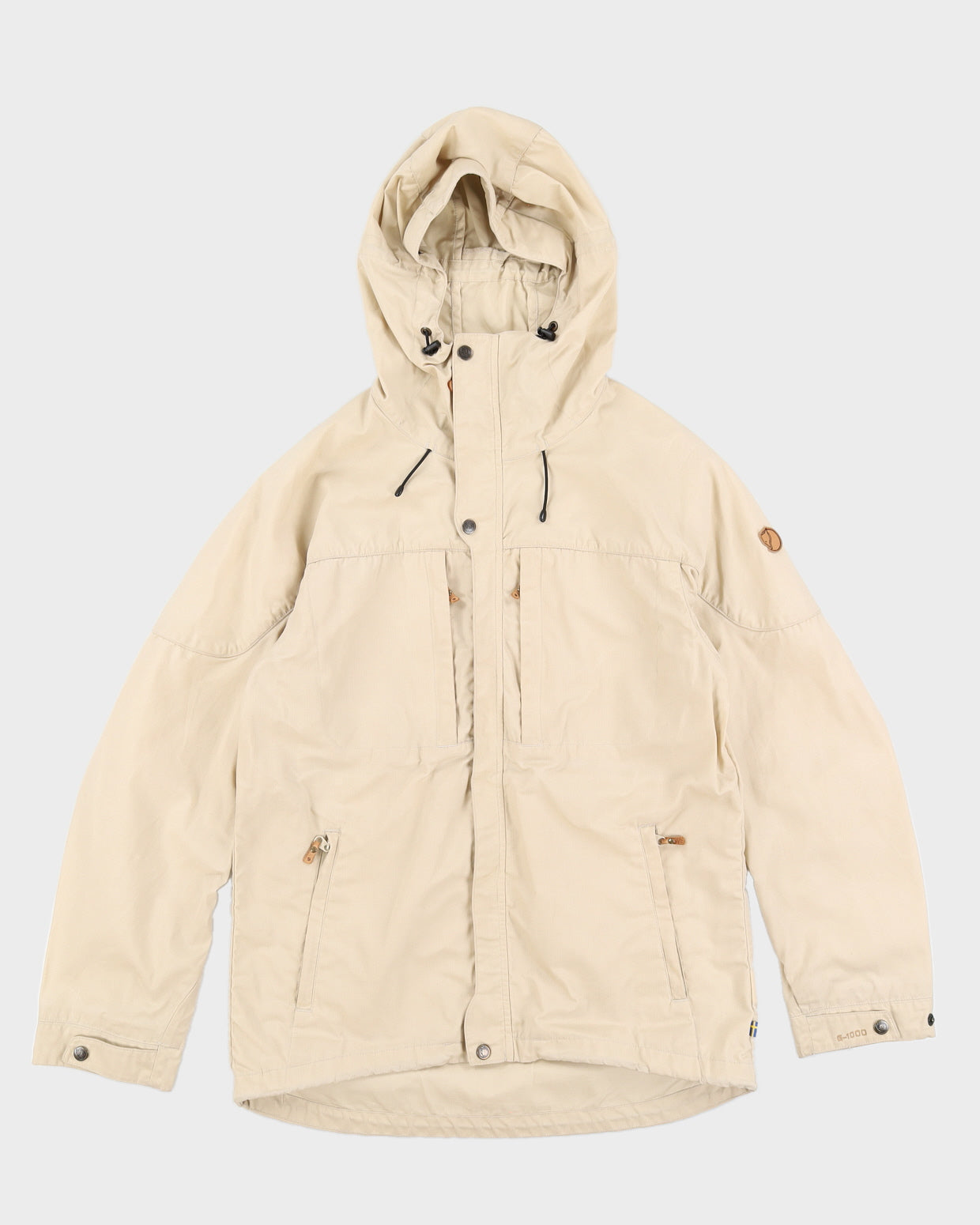 Fjall Raven Beige Hooded Rain Jacket - M