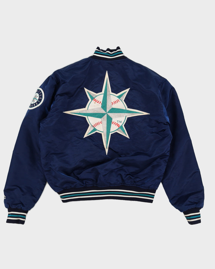 Vintage 80s Starter MLB Seattle Mariners Blue Navy Bomber Jacket - M