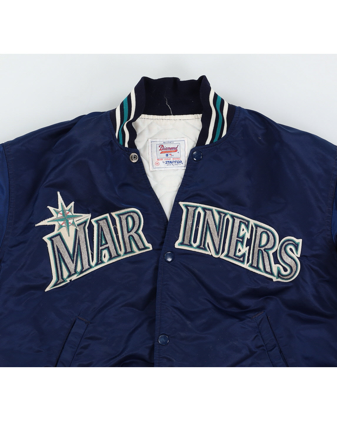 Vintage 80s Starter MLB Seattle Mariners Blue Navy Bomber Jacket - M