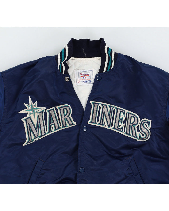 Vintage 80s Starter MLB Seattle Mariners Blue Navy Bomber Jacket - M