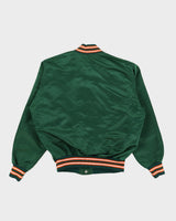 Vintage 80s University Of Miami Green Bomber Jacket - L