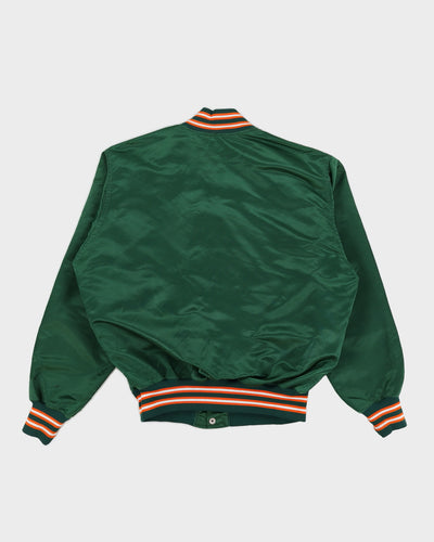 Vintage 80s University Of Miami Green Bomber Jacket - L