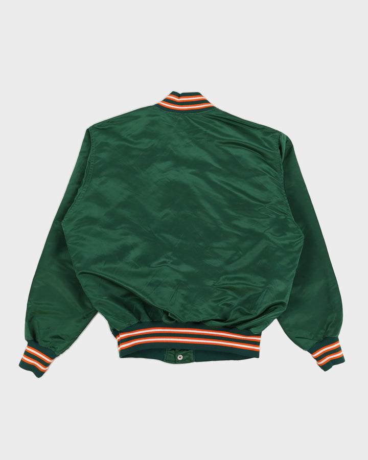 Vintage 80s University Of Miami Green Bomber Jacket - L