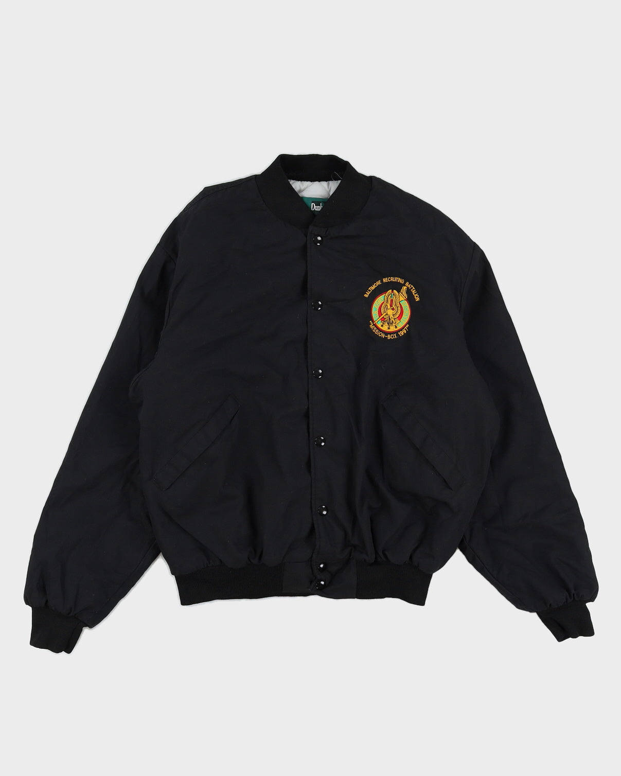 Vintage 1997 U.S Army Baltimore Recruiting Battalion Black Bomber Jacket - L
