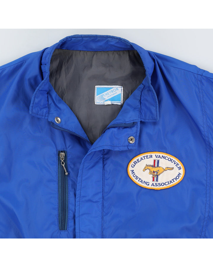 Vintage 80s Greater Vancouver Mustang Association Blue Bomber Jacket - L