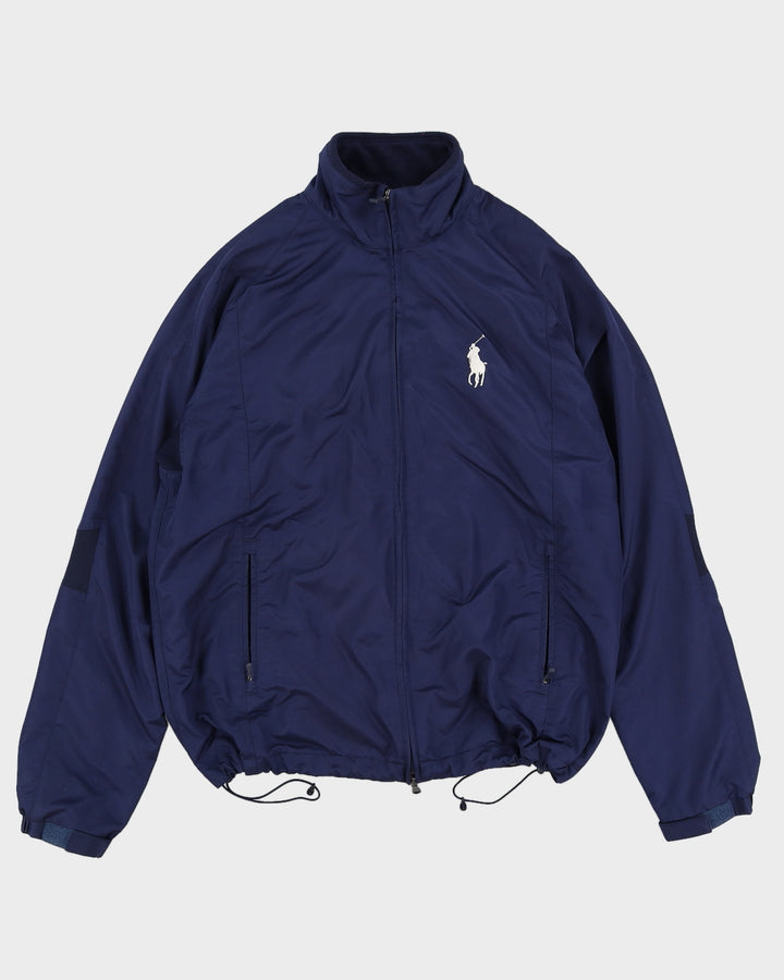 00s Ralph Lauren Polo Gold Fleece Lined Blue Track Jacket - L