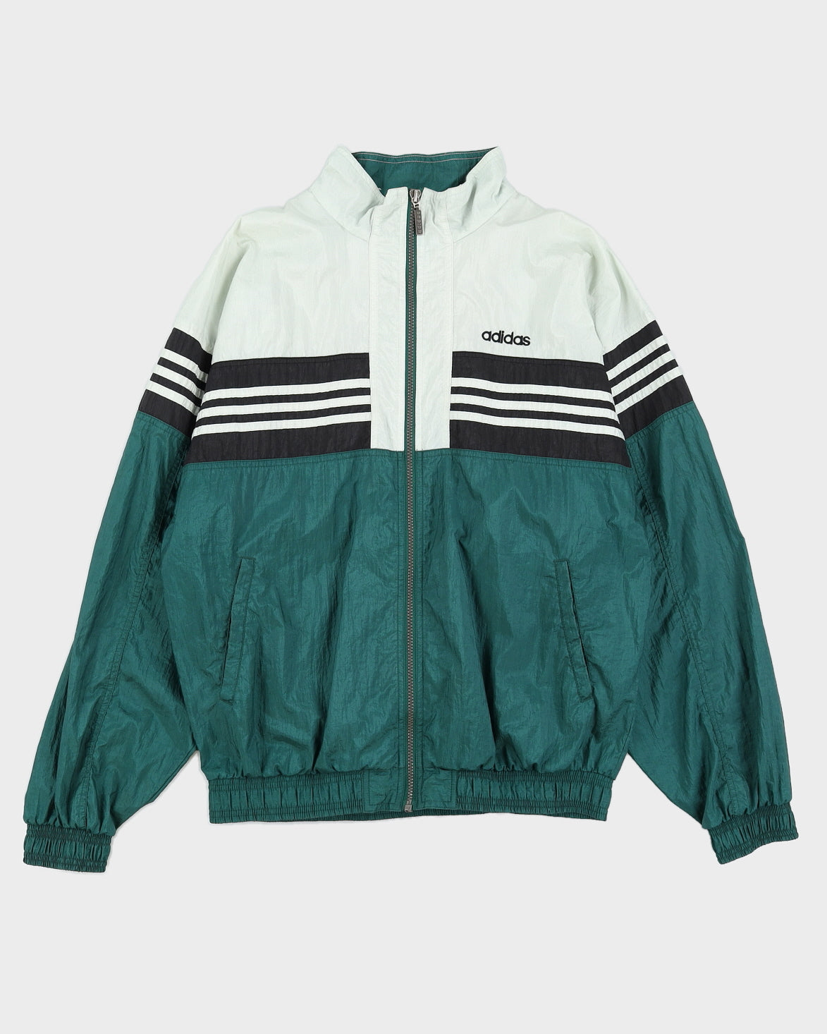 Vintage 90s Adidas Green / White Track Jacket - L