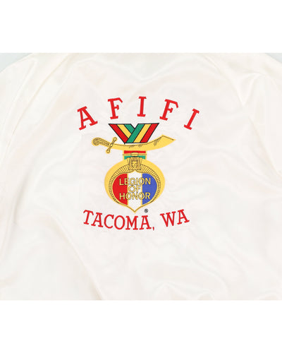 Vintage 90s AFIFI CMDR 1997 Legion Of Honor Tacoma Westark Shriners Satin Jacket Embroidered - L