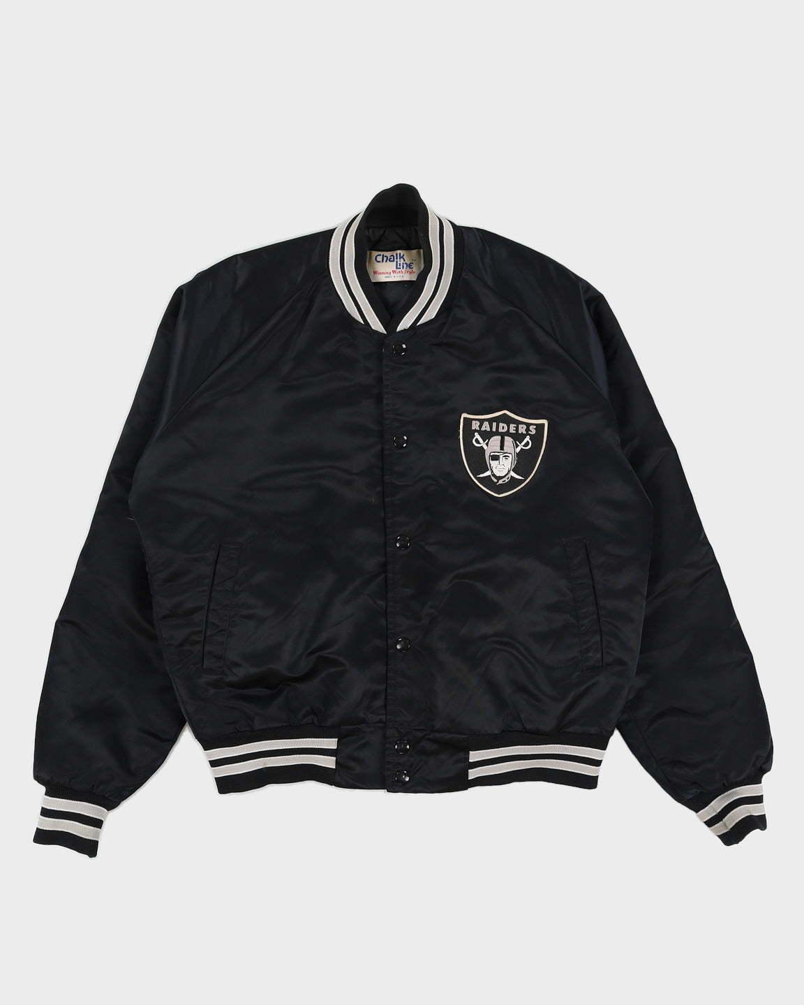 Vintage 90s NFL Oakland Raiders Black Bomber Jacket - M