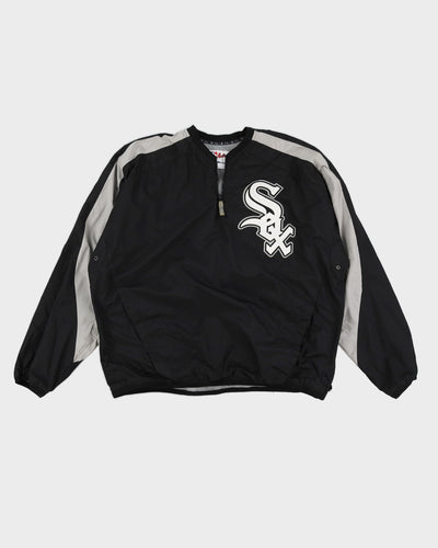 00s MLB x Majestic Chicago White Sox 1/4 Zip Black Windbreaker - XL