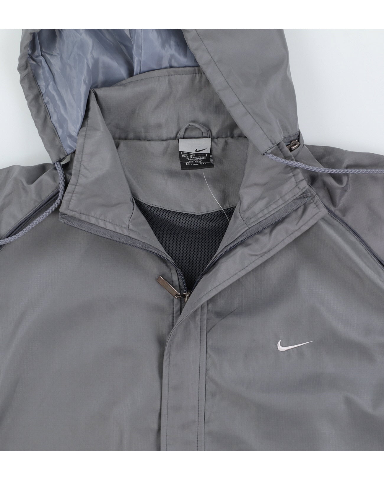 00s Y2K Nike Grey Hooded Track Jacket - XL