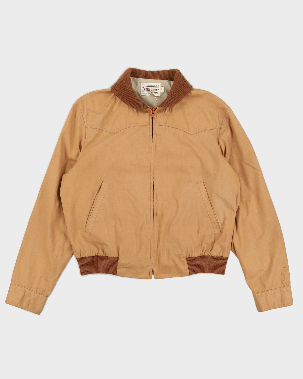 Vintage 70s PenWesterner Brown Bomber Jacket - L