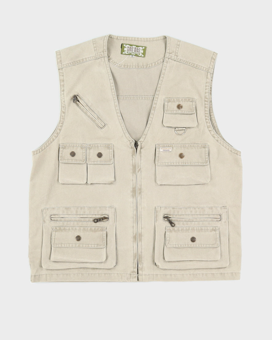 00s Hao Bao Beige Utility Gilet- M