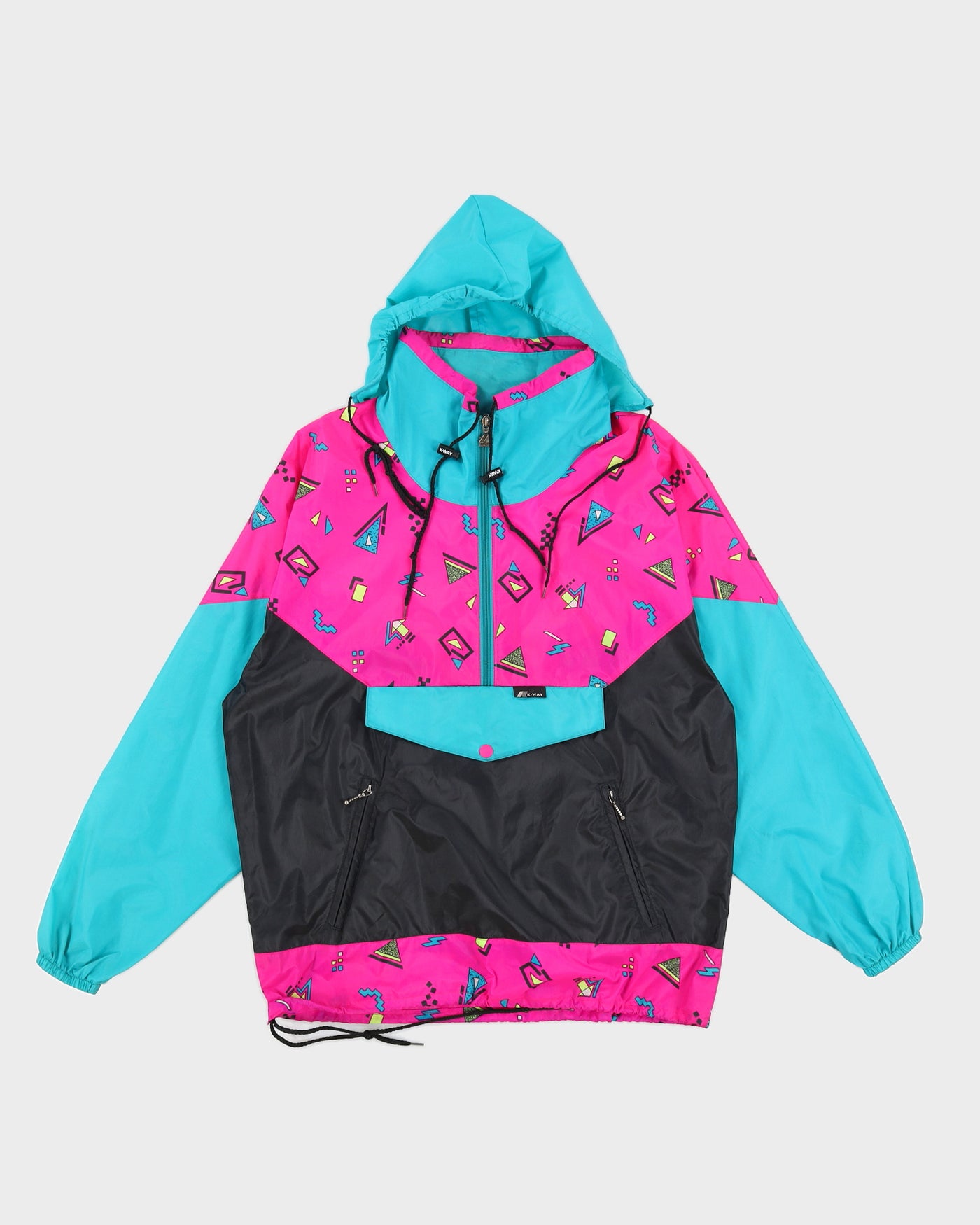 Vintage 90s K-Way Pink Patterned Windbreaker Jacket - L