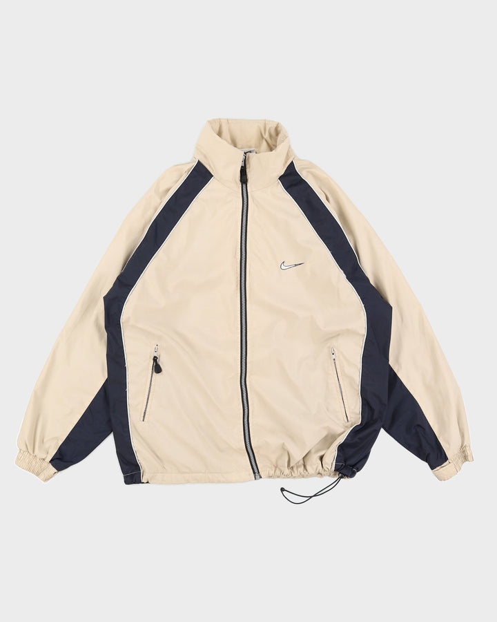Vintage 90s Nike Beige / Blue Embroidered Track Jacket - XL