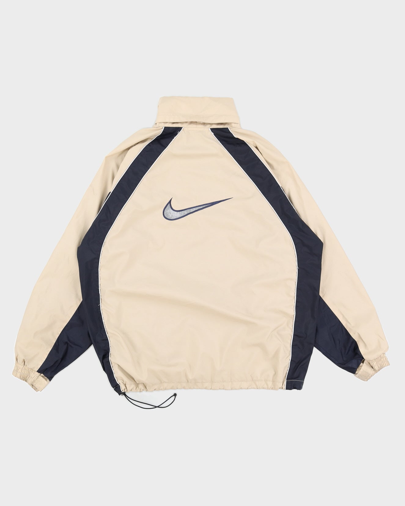 Vintage 90er Jahre Nike Beige Blau bestickte Trainingsjacke XL