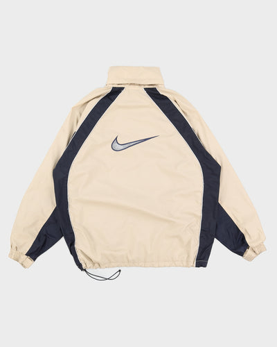 Vintage 90s Nike Beige / Blue Embroidered Track Jacket - XL