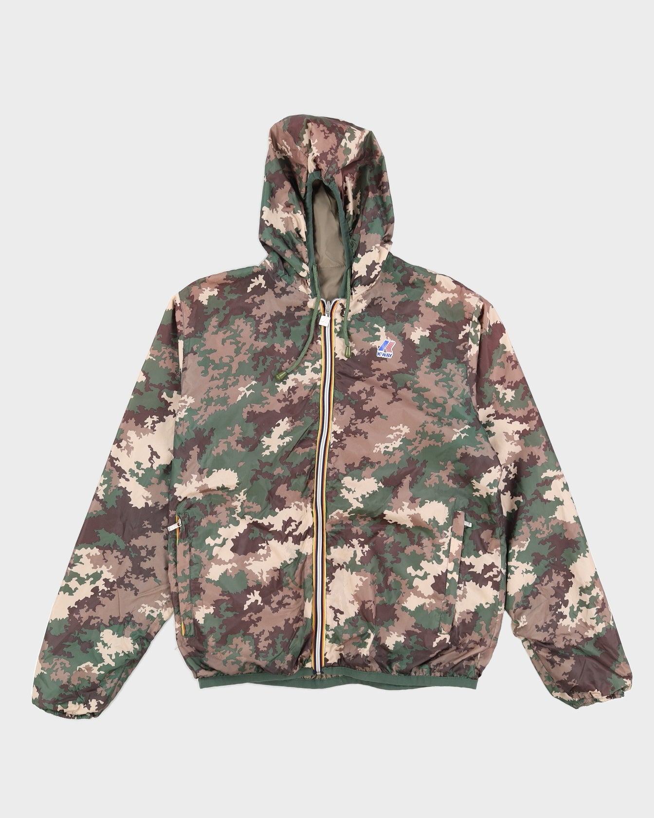 K-WAY Camouflage / Beige Reversible Windbreaker Jacket - L