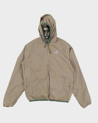 K-WAY Camouflage / Beige Reversible Windbreaker Jacket - L