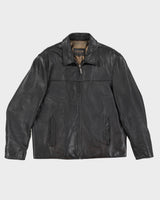Vintage 90s Izod Black Leather Jacket - L