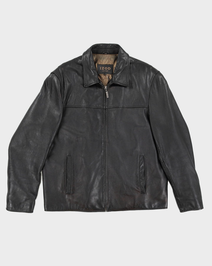 Vintage 90s Izod Black Leather Jacket - L