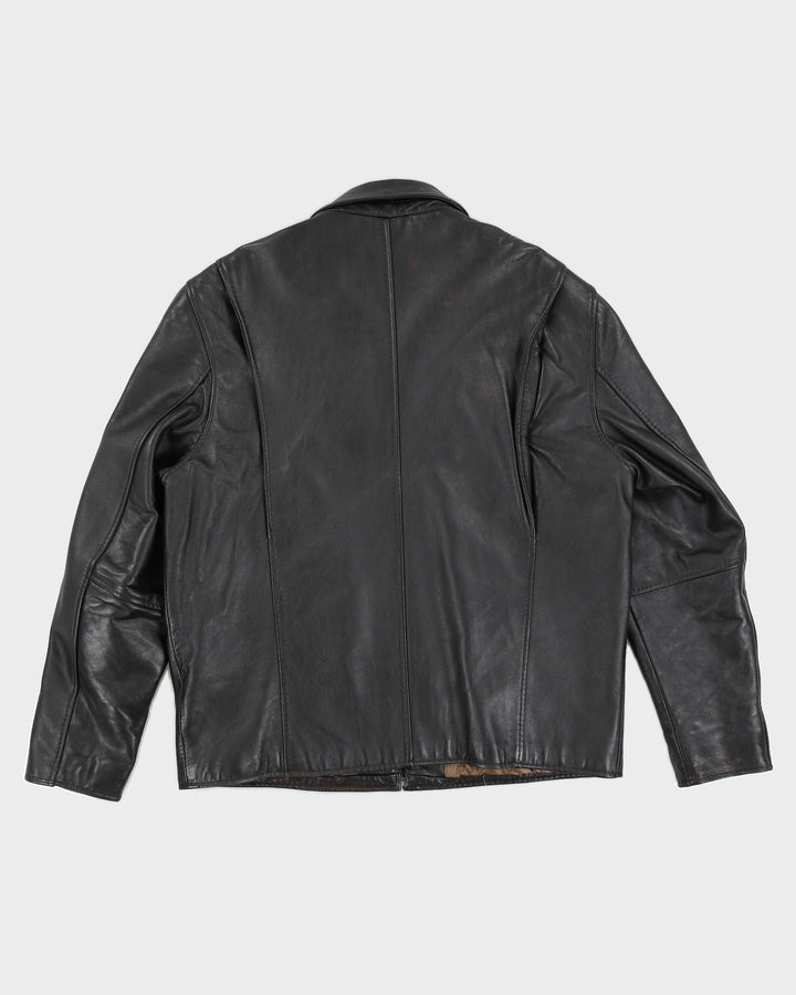 Vintage 90s Izod Black Leather Jacket - L
