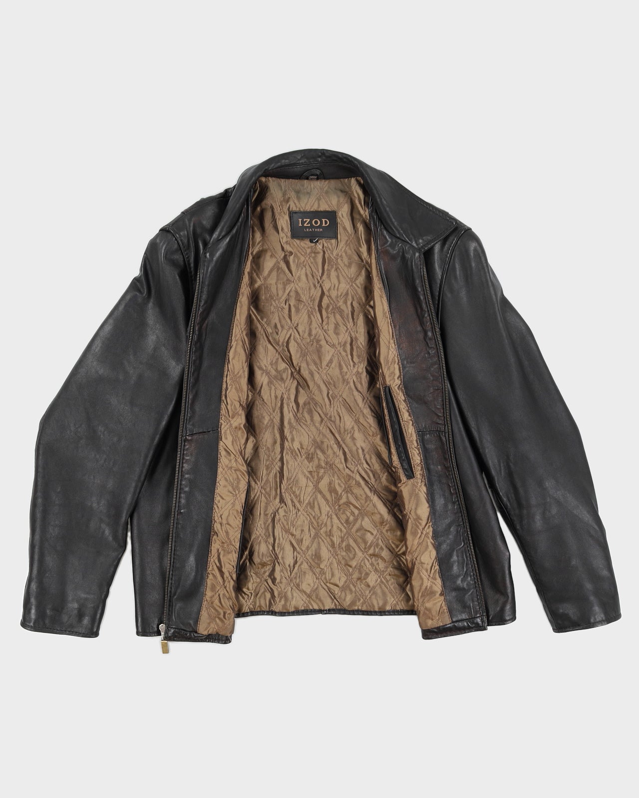 Vintage 90s Izod Black Leather Jacket L - Main Image