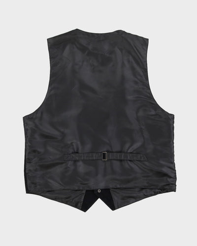 Black Suede Leather Waistcoat - L