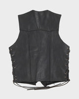 Black Lace up Leather Waistcoat - XS