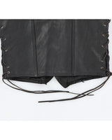 Black Lace up Leather Waistcoat - XS