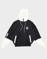 00s Jordan Retro Black Embroidered Hooded Track Jacket - S