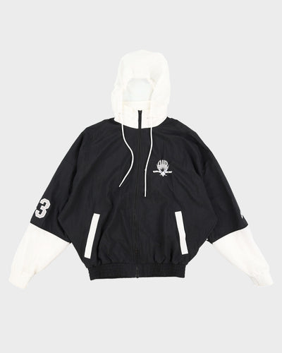 00s Jordan Retro Black Embroidered Hooded Track Jacket - S